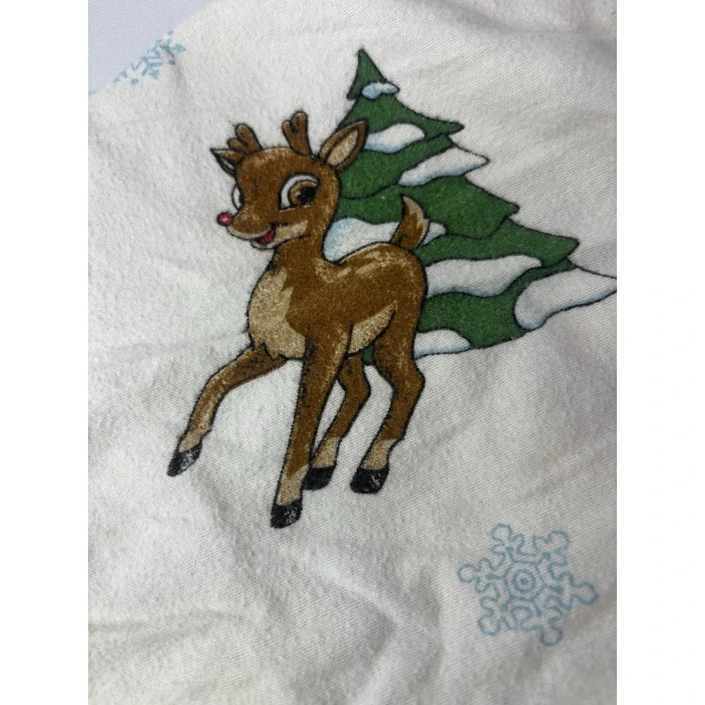 Vtg 1992 RUDOLPH‎ THE RED NOSE REINDEER TWIN FLANNEL FITTED SHEET- CHRISTMAS
